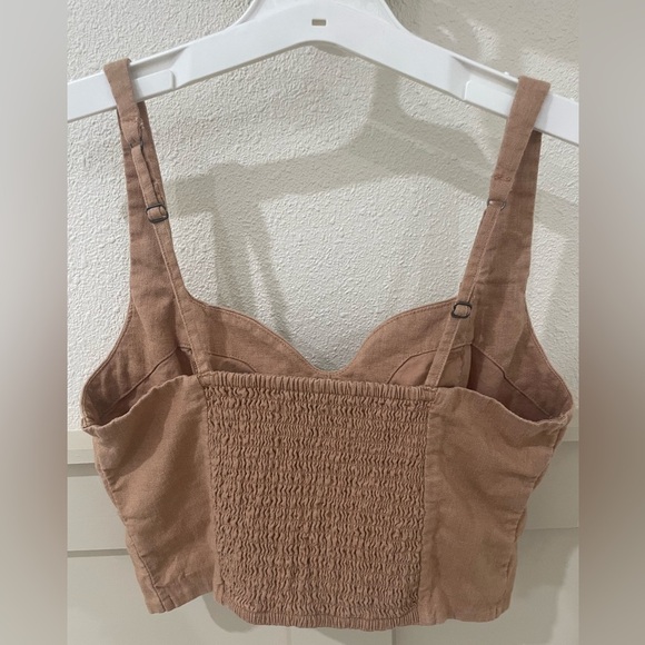 Abercrombie & Fitch Tan Matching 2 Piece Set Top and Wide Leg Pants - Picture 3 of 8